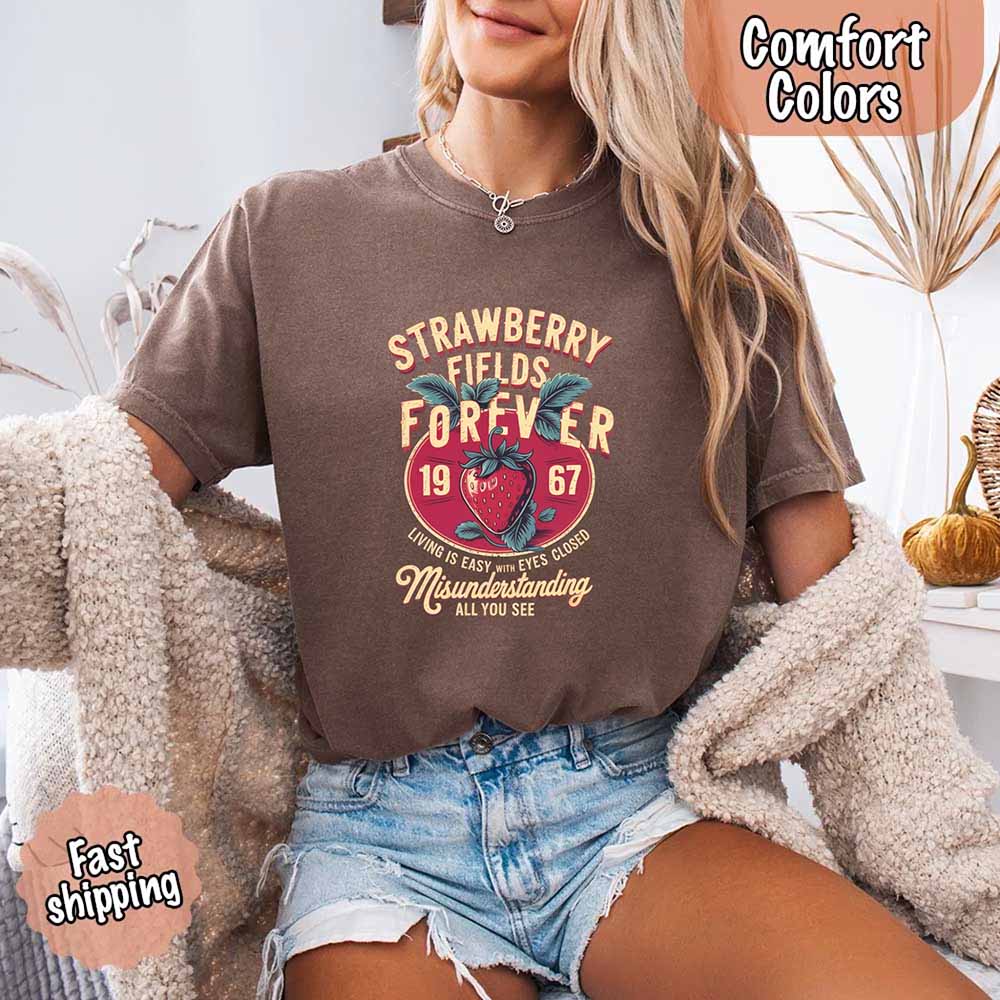 Old School Rock Band Tee – Strawberry Fields Comfort Colors Shirt