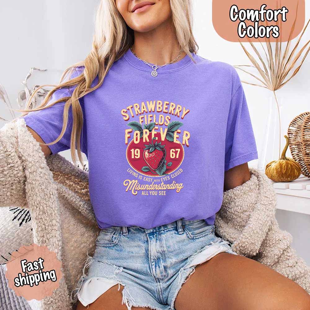 Old School Rock Band Tee – Strawberry Fields Comfort Colors Shirt