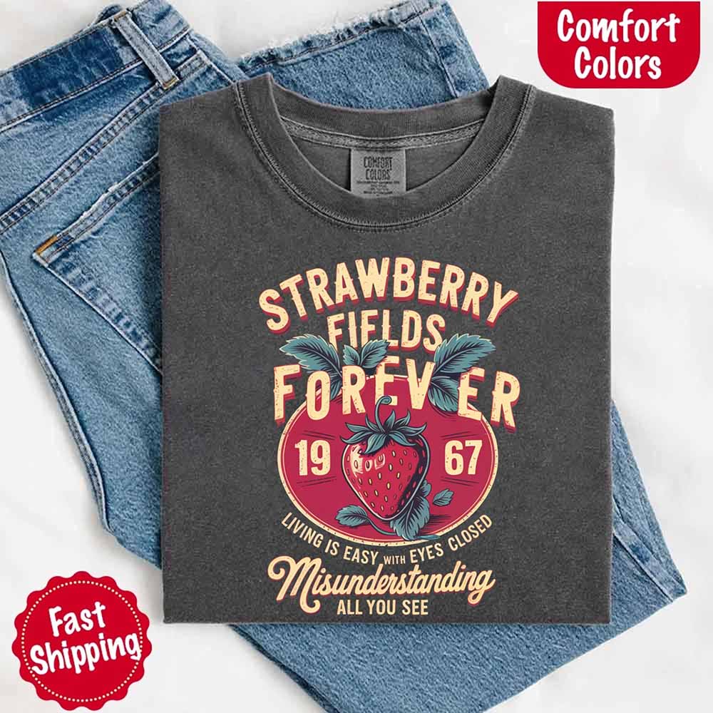 Old School Rock Band Tee – Strawberry Fields Comfort Colors Shirt