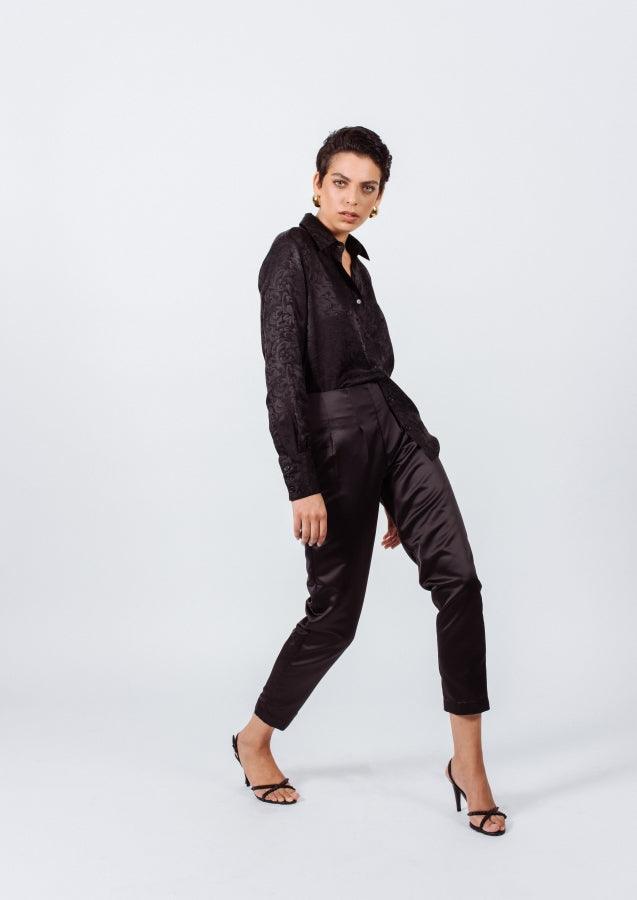 Womens Pleated Black Pants Stylish Office Formal Trousers