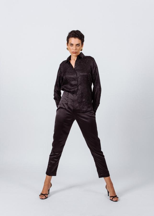 Womens Pleated Black Pants Stylish Office Formal Trousers