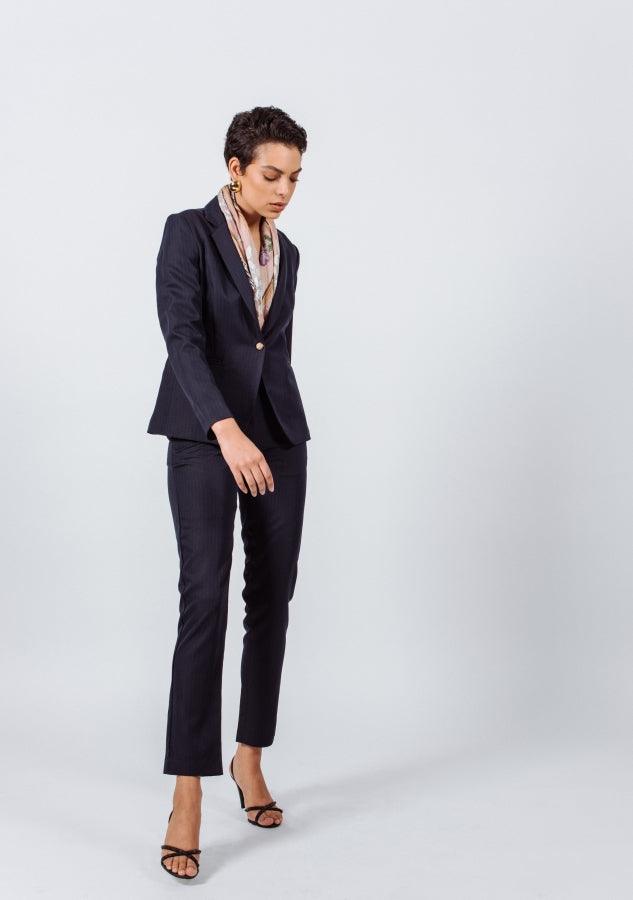 Tailoring Slim Navy Blue Slim Pants Women’s Trousers Le Réussi