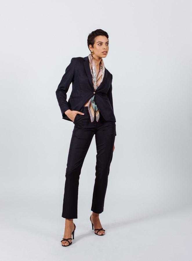 Tailoring Slim Navy Blue Slim Pants Women’s Trousers Le Réussi