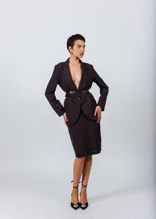 Wool Dark Grey Pencil Skirt Classic High-Wool Pencil Skirt Le Réussi