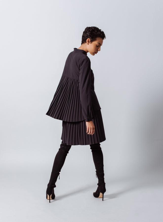 Black Pleated Elegant Women’s Pleated Skirt Le Réussi