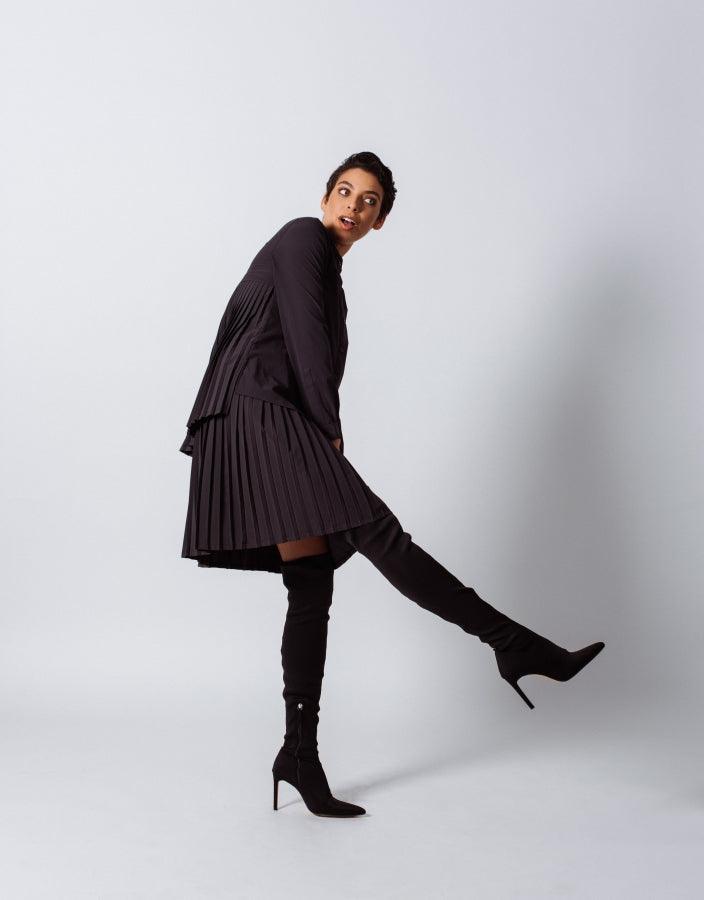 Black Pleated Elegant Women’s Pleated Skirt Le Réussi