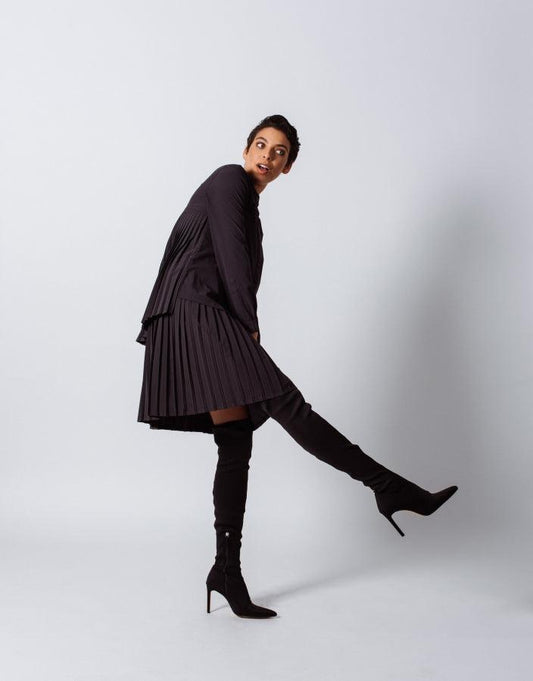 Black Pleated Elegant Women’s Pleated Skirt Le Réussi