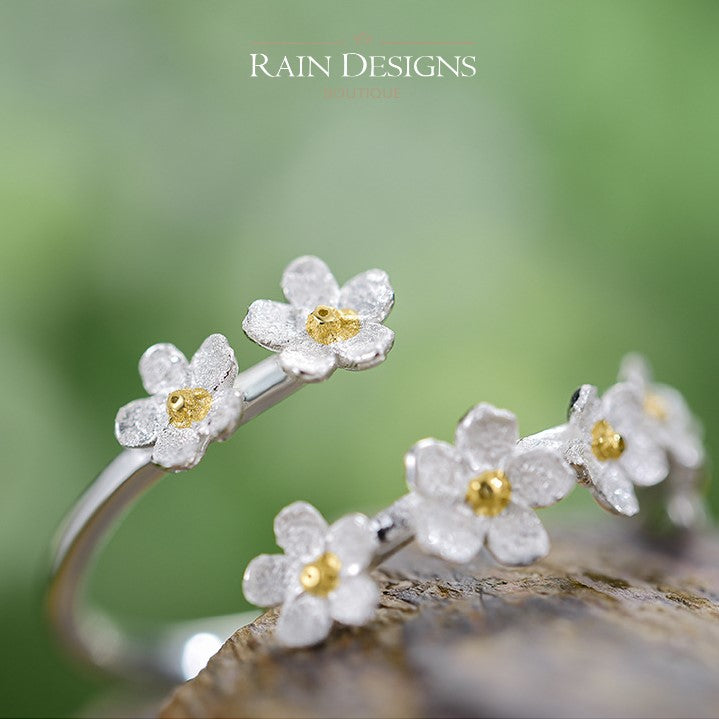 Forget Me Not 18K Gold Plated Flower Ring S925 Silver