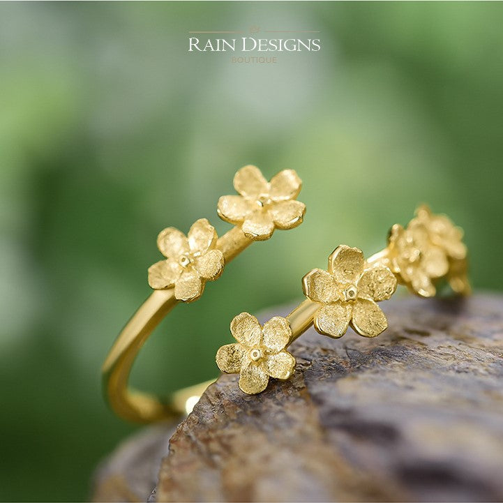 Forget Me Not 18K Gold Plated Flower Ring S925 Silver