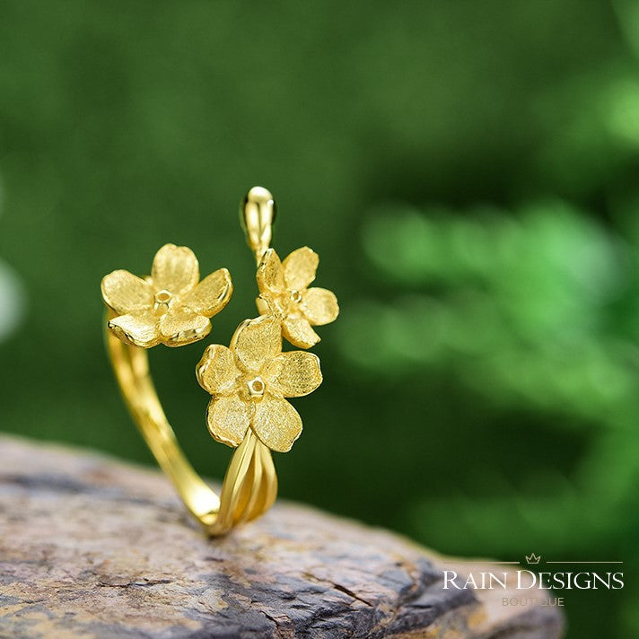 Forget Me Not 18K Gold Plated Flower Ring S925 Silver