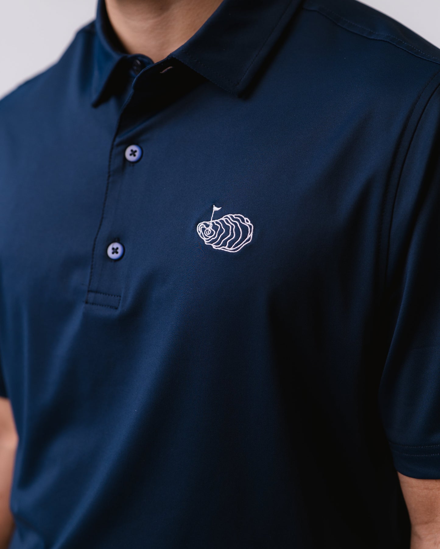 Navy Four-Way Stretch Polo Shirt The Admiral Oyster Brands