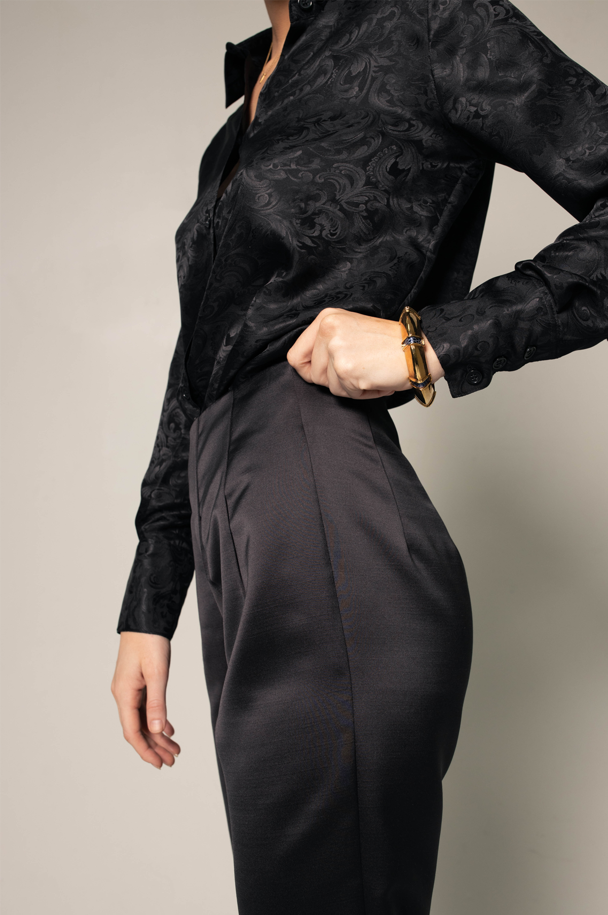 Womens Pleated Black Pants Stylish Office Formal Trousers