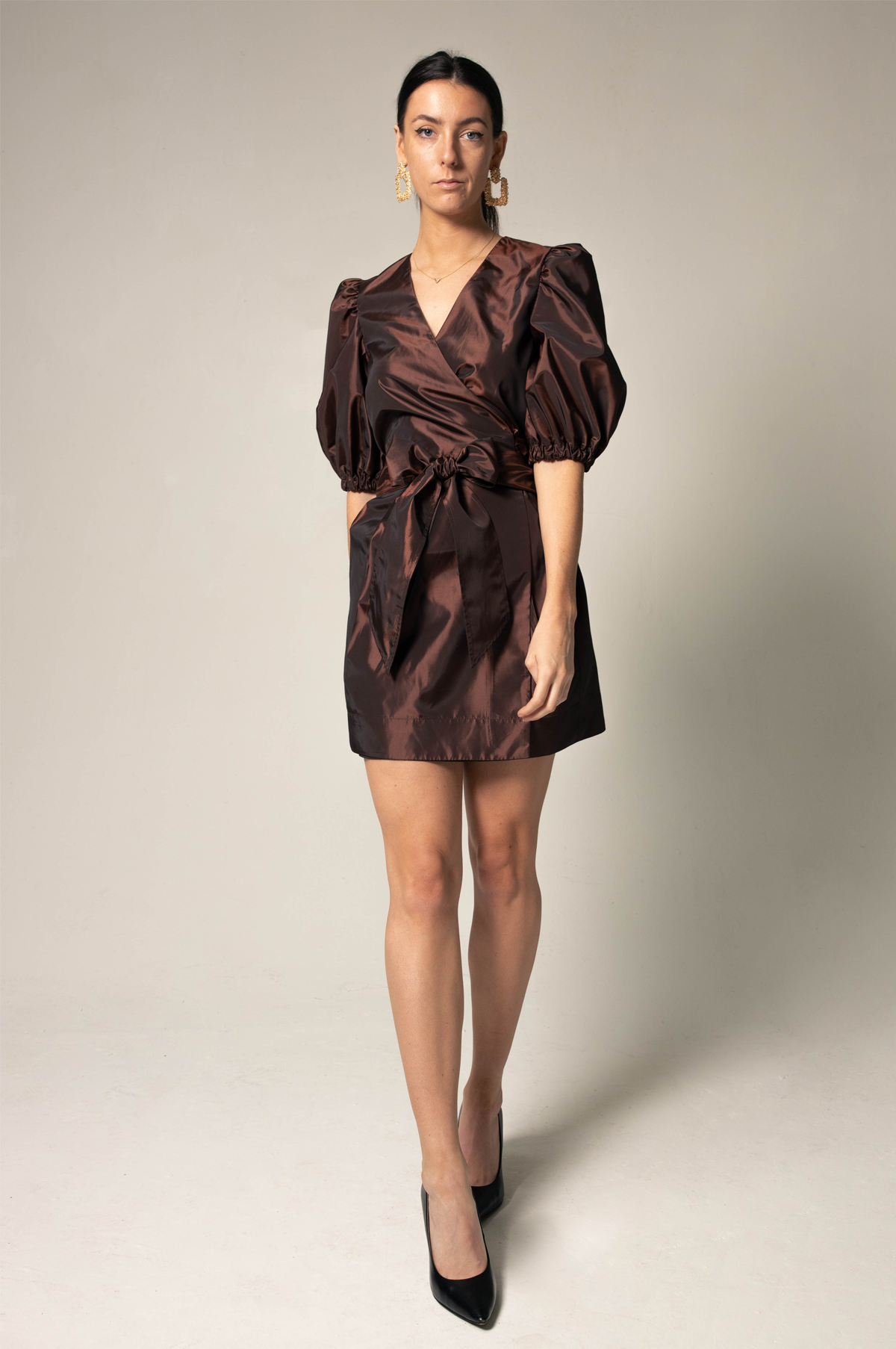 Power Bordeaux Red Wrap Dress Elegant Women's Dress