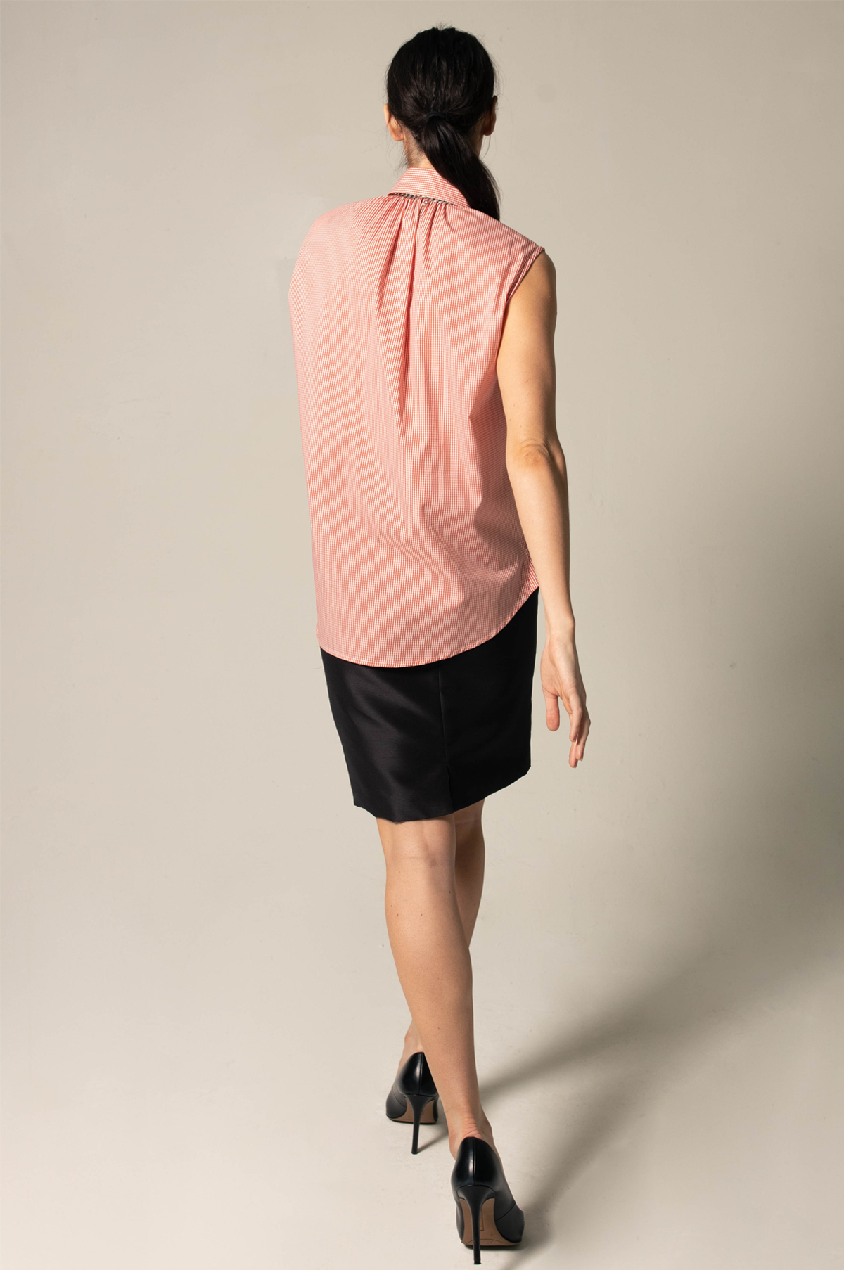 Italian Cotton Orange Sleeveless Top Summer Blouse Le Reussi