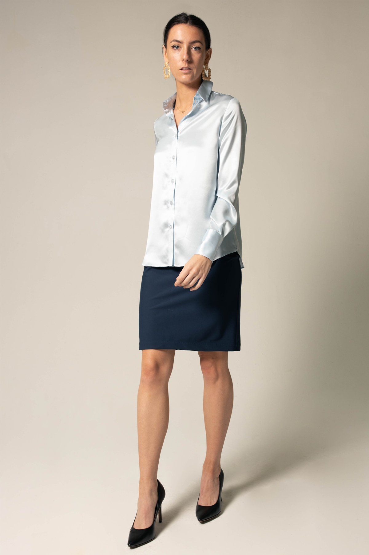Silk Blue Luxe Blouse Women's Silk Top Le Reussi