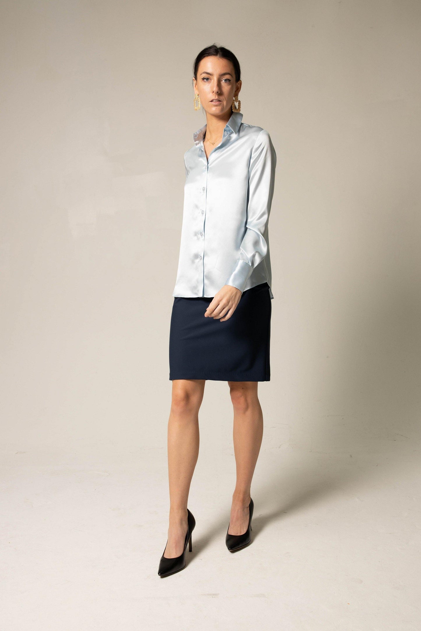Luxe Comfort Stretchy Women’s Mini Skirt Navy Le Reussi