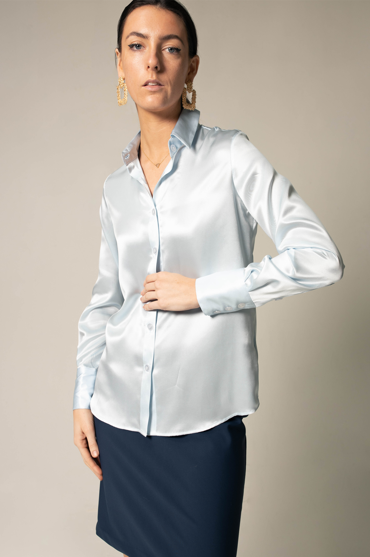 Silk Blue Luxe Blouse Women's Silk Top Le Reussi