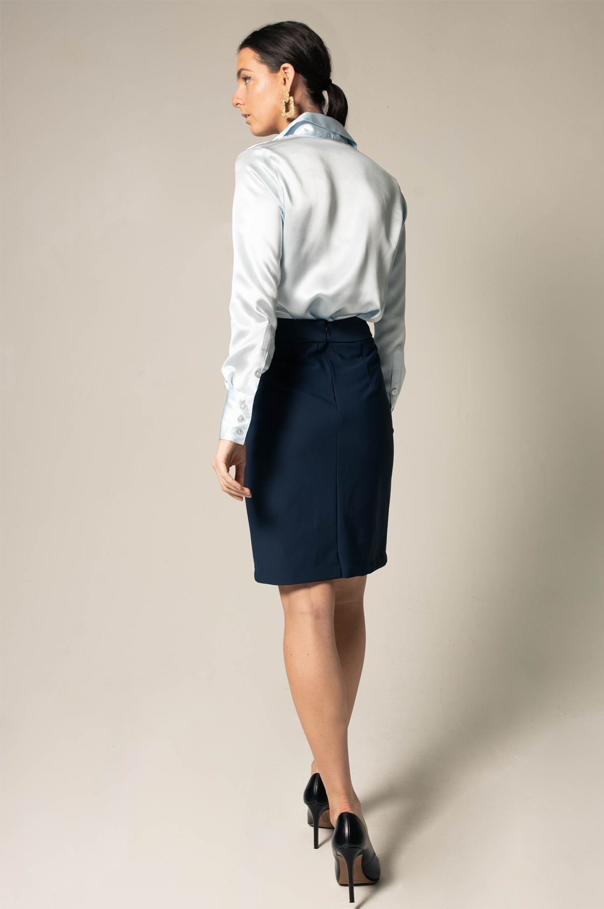 Luxe Comfort Stretchy Women’s Mini Skirt Navy Le Reussi