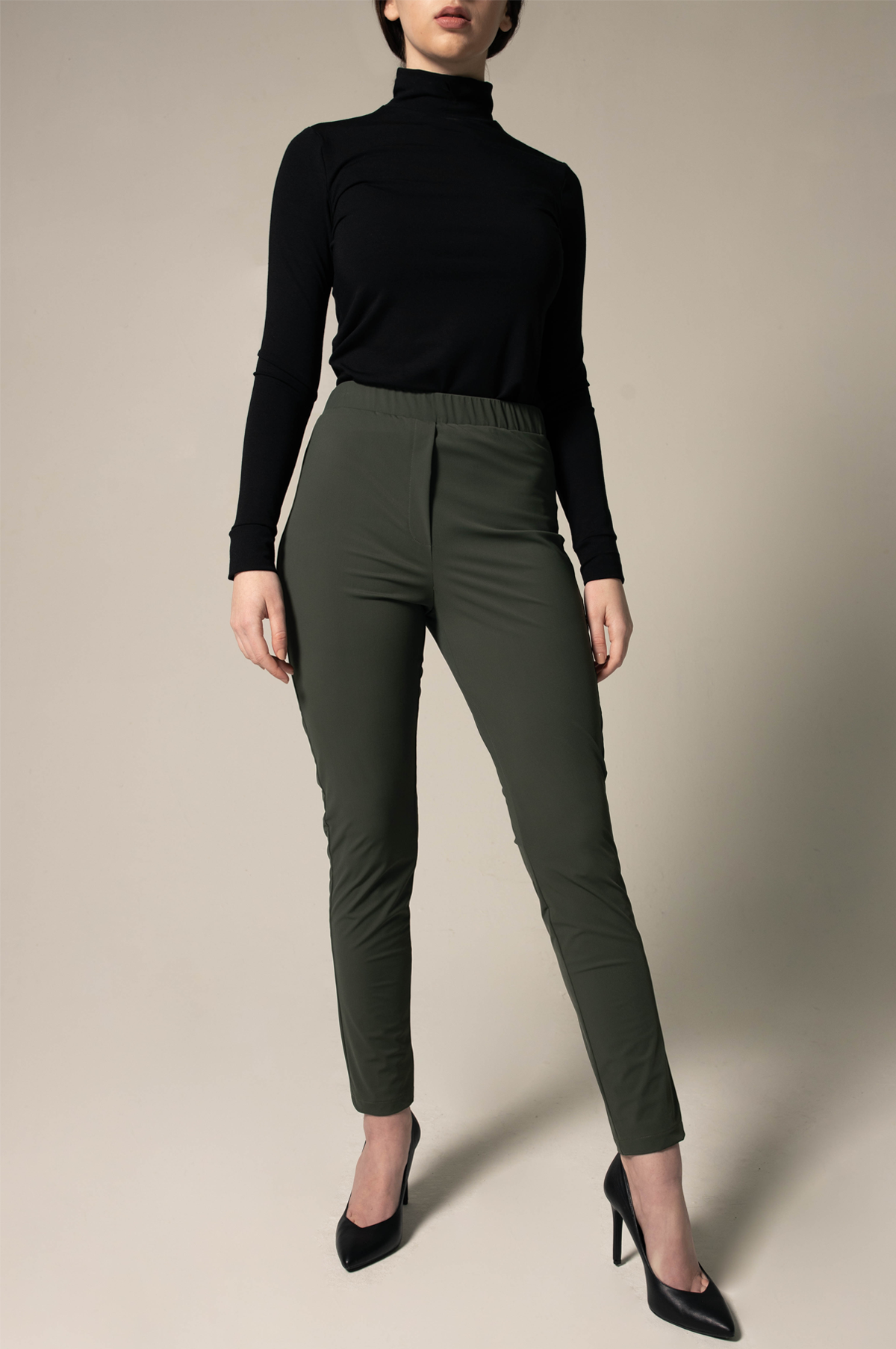 Olive Skinny Fit Womens Trousers Le Reussi®