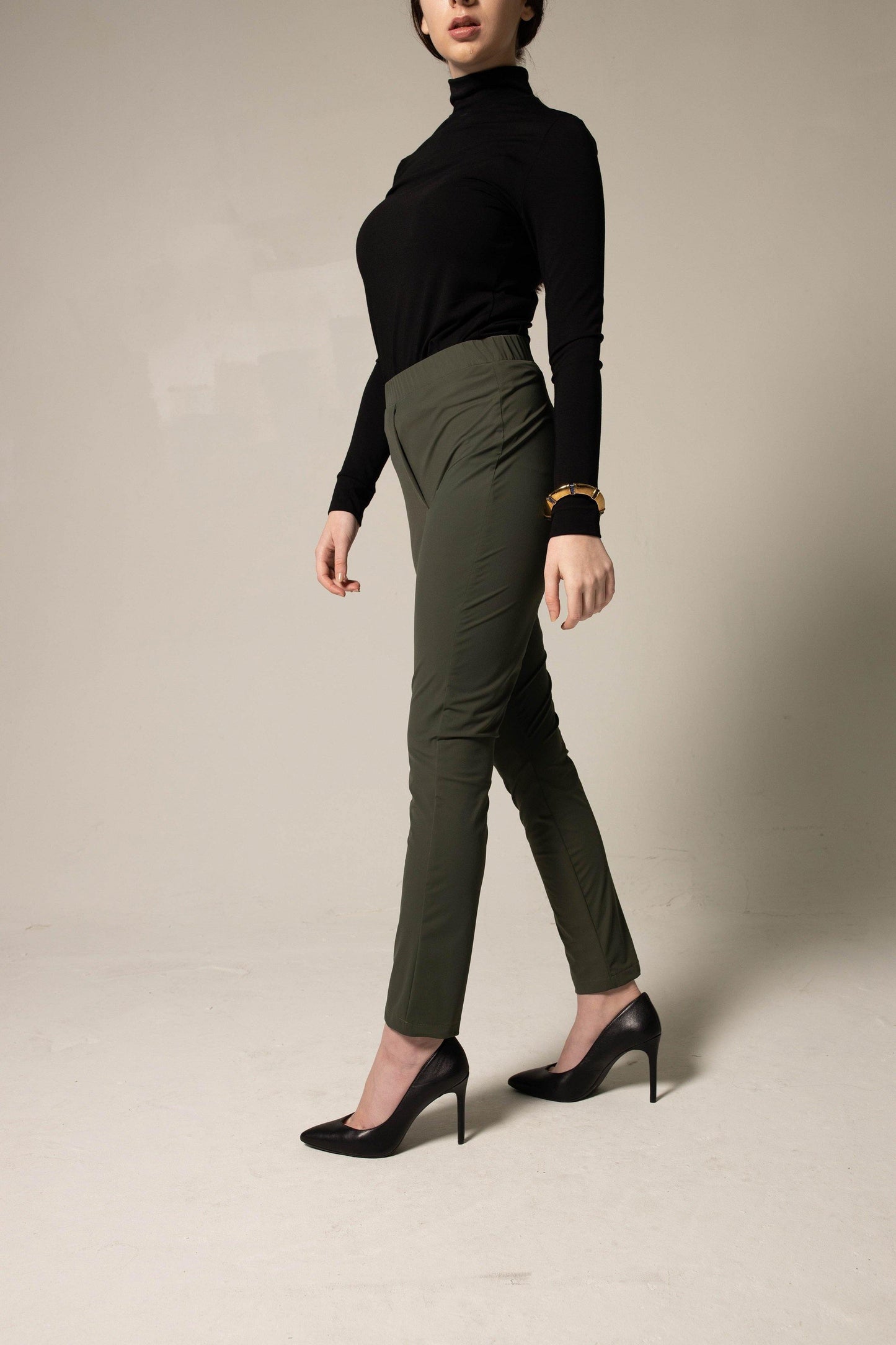Olive Skinny Fit Womens Trousers Le Reussi®