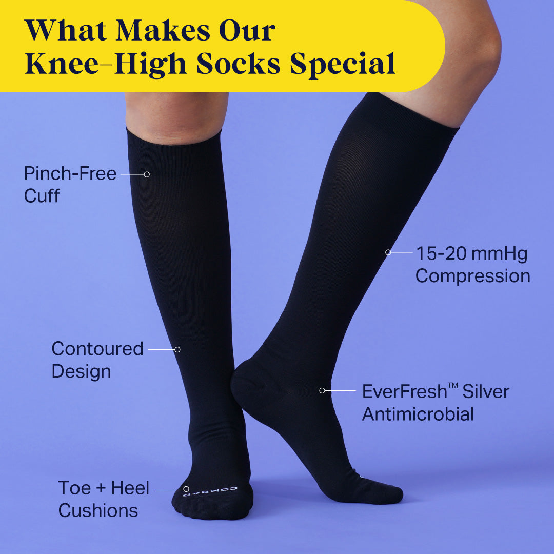 Knee-High Compression Socks Solid Black - 15-20 mmHg Compression Socks