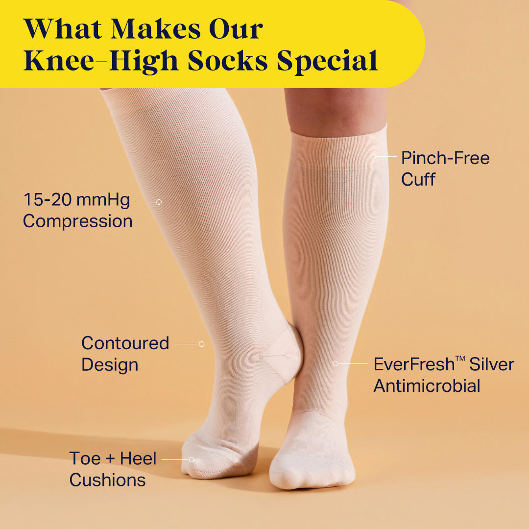 Knee-High Compression Socks Solid Rose Compression Socks