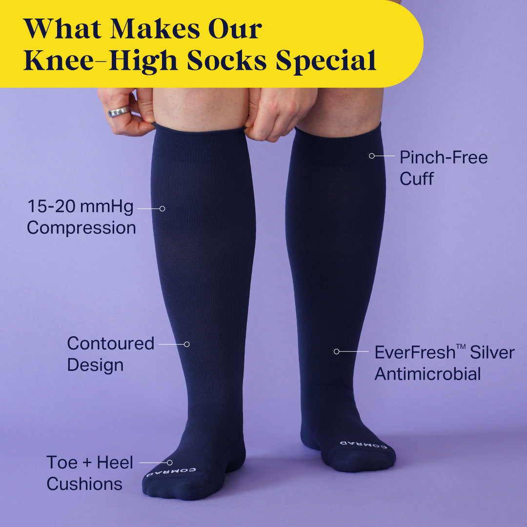 Knee-High Compression Socks Solid Navy Stockings