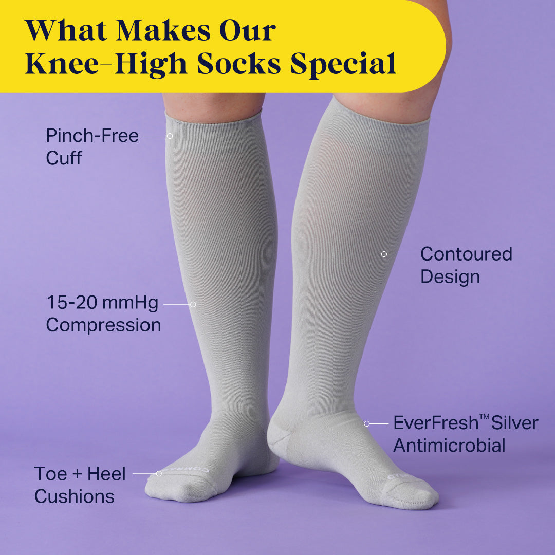 Knee-High Compression Socks Solid Grey Compression Socks