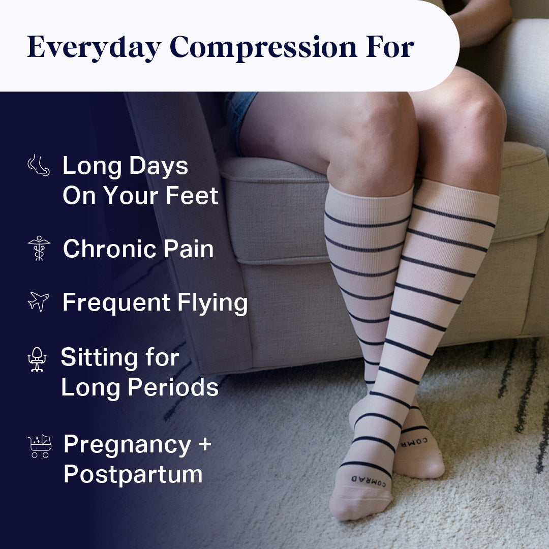 Knee-High Stripes Heather/White Compression Socks
