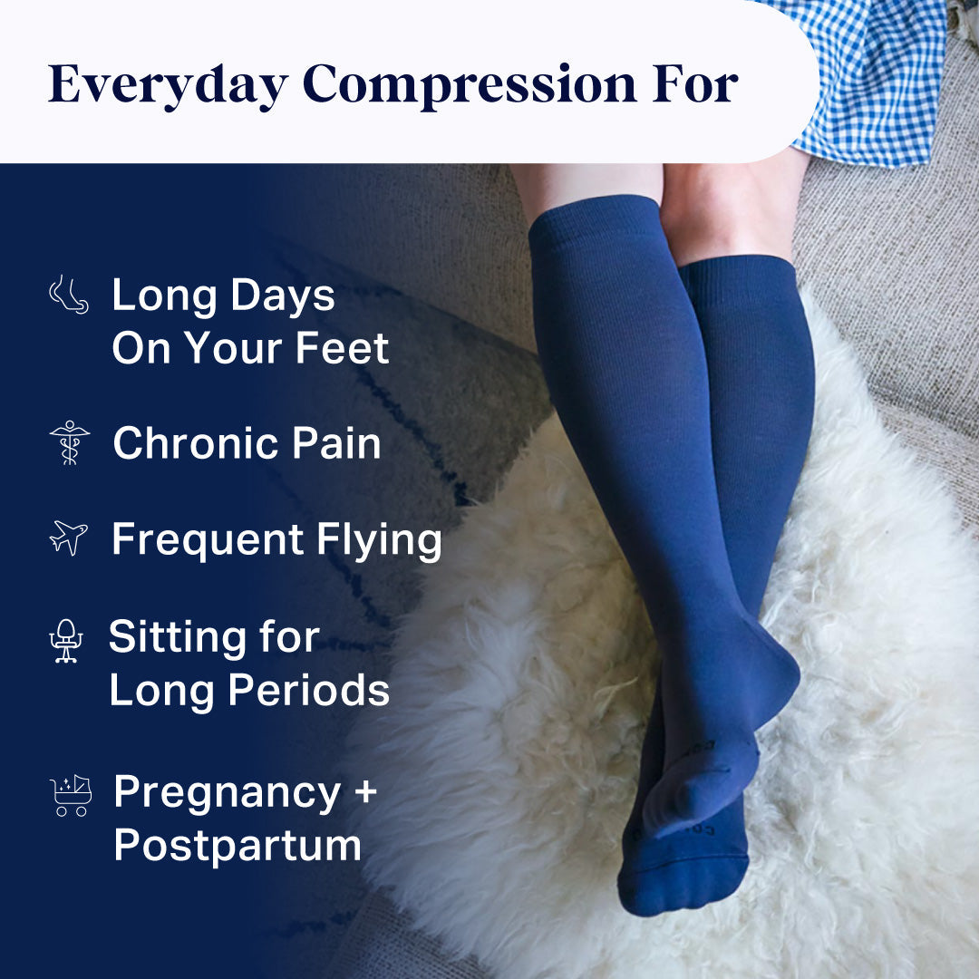 Knee-High Compression Socks Solid Charcoal Compression Socks
