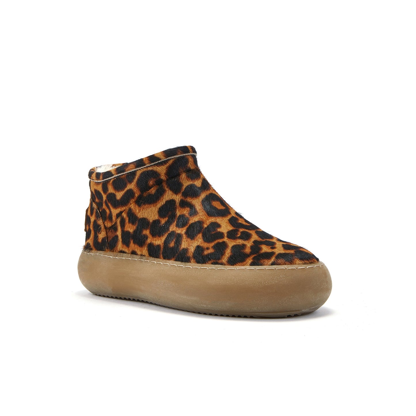 Ultra Low Cut Pull On Boot Padded Cow Skin Quilt Upper PISCIS LEOPARD