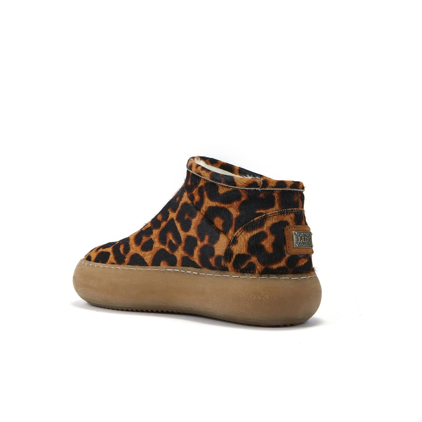 Ultra Low Cut Pull On Boot Padded Cow Skin Quilt Upper PISCIS LEOPARD