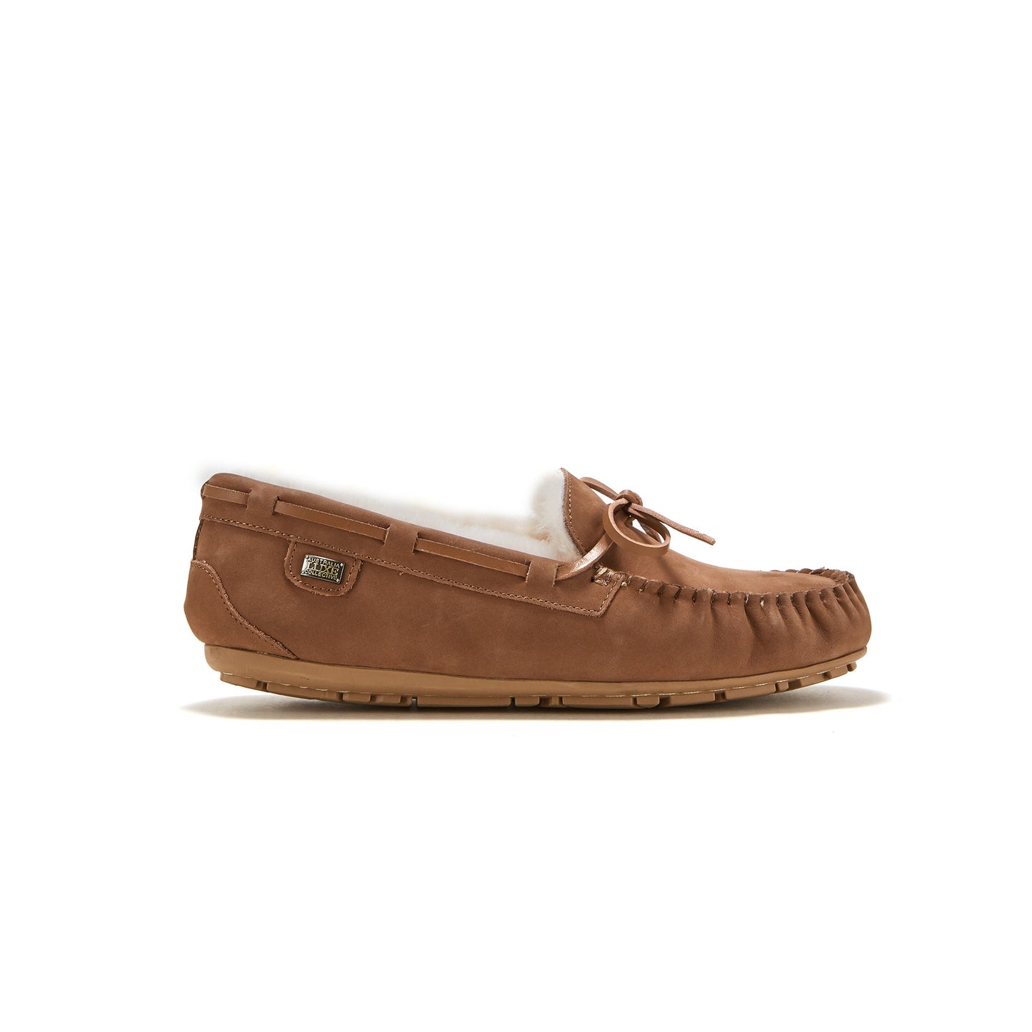 Sheepskin Overstitched Moccasin Loungewear Loafer Prost Chestnut