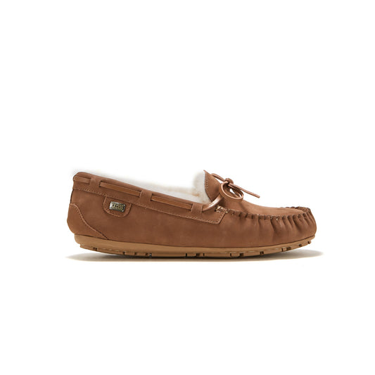Sheepskin Overstitched Moccasin Loungewear Loafer Prost Chestnut
