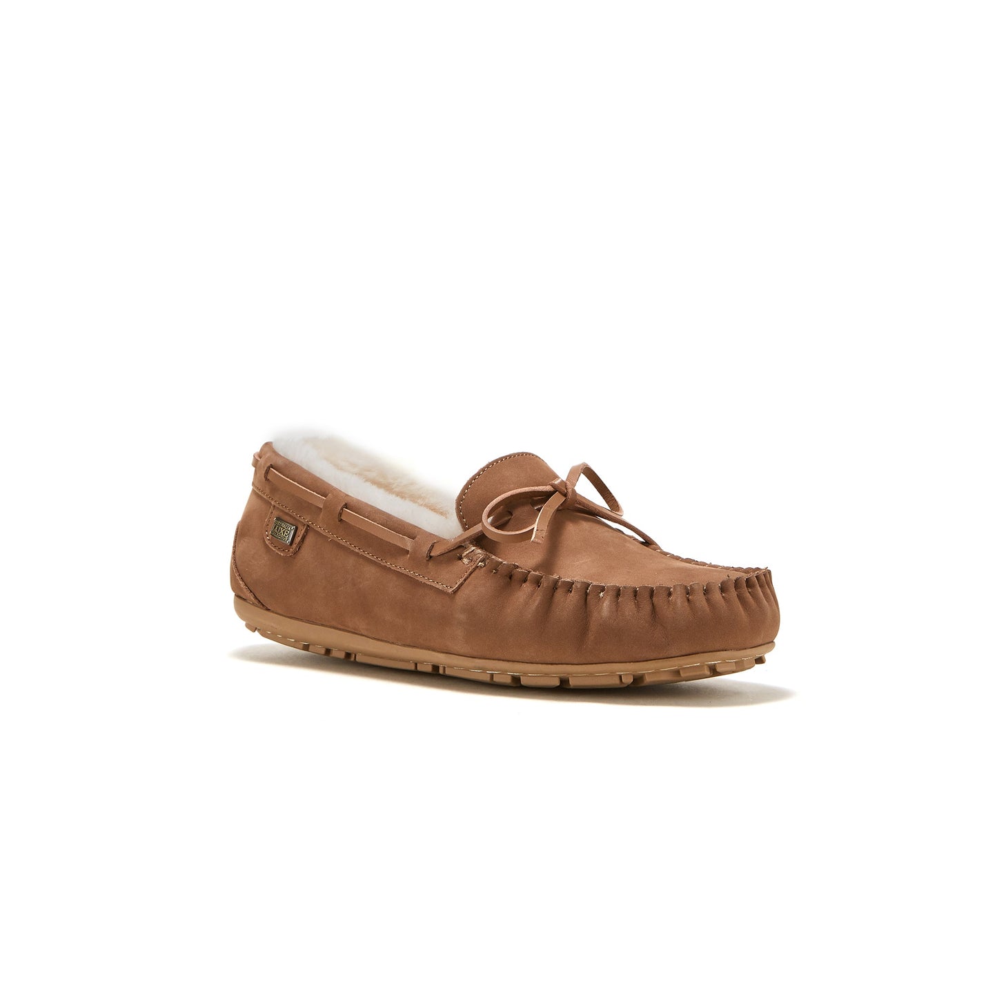 Sheepskin Overstitched Moccasin Loungewear Loafer Prost Chestnut