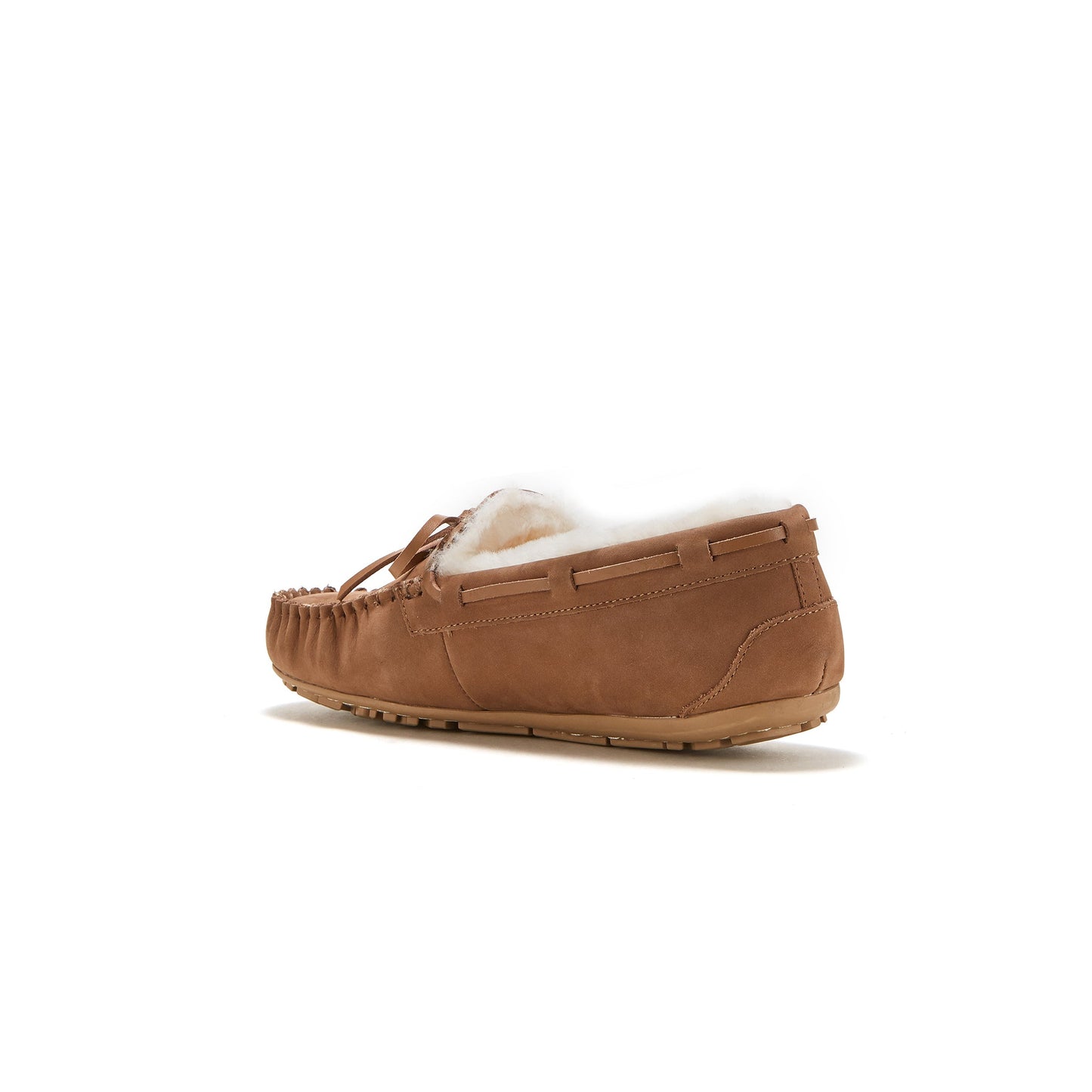 Sheepskin Overstitched Moccasin Loungewear Loafer Prost Chestnut