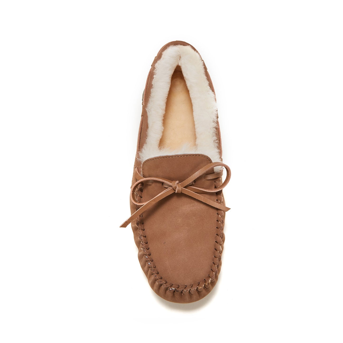 Sheepskin Overstitched Moccasin Loungewear Loafer Prost Chestnut