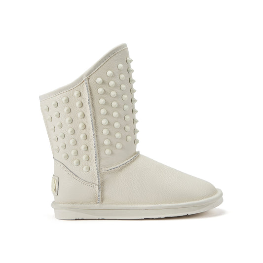 Pistol White Metal Stud Detail Sheepskin Boot Luxe