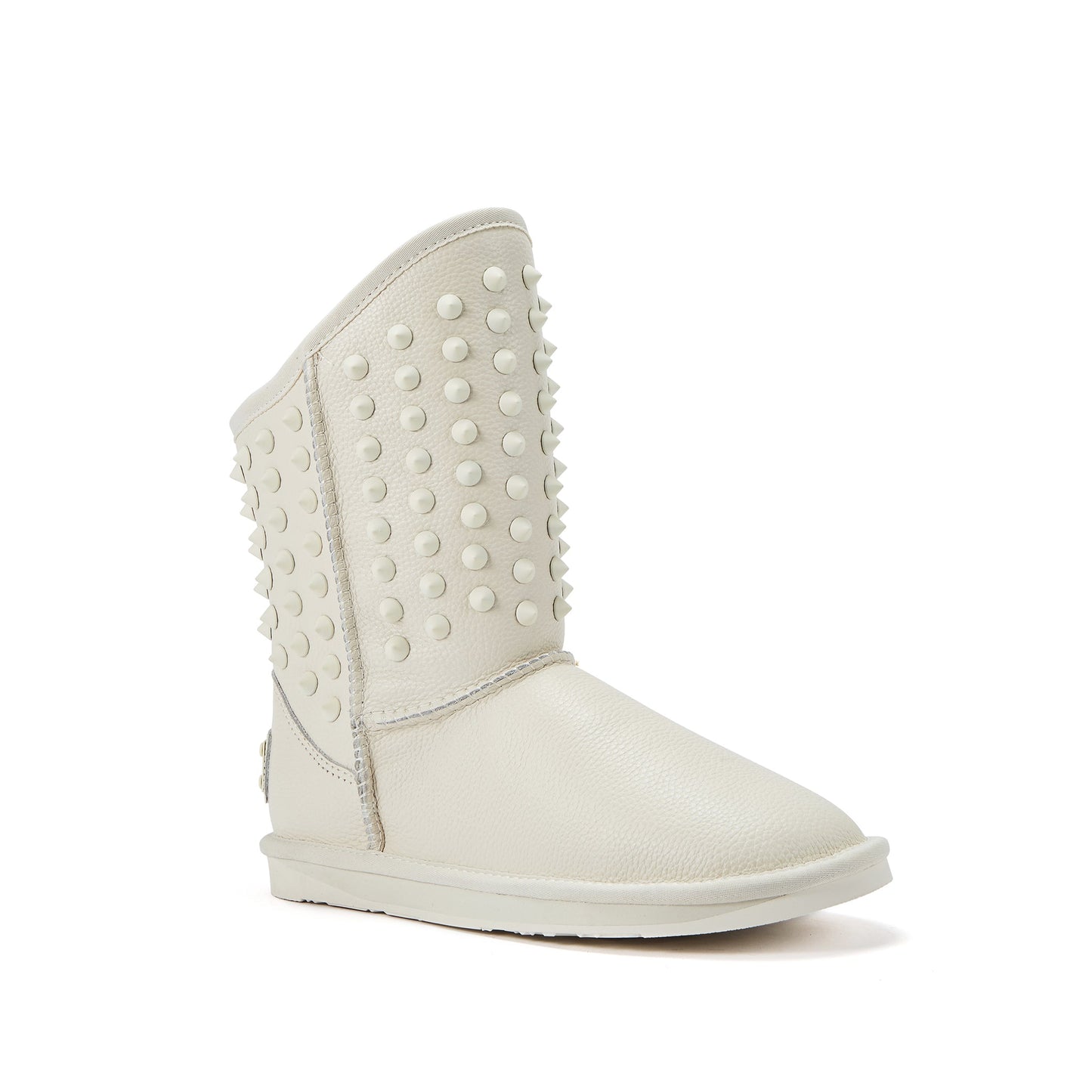 Pistol White Metal Stud Detail Sheepskin Boot Luxe