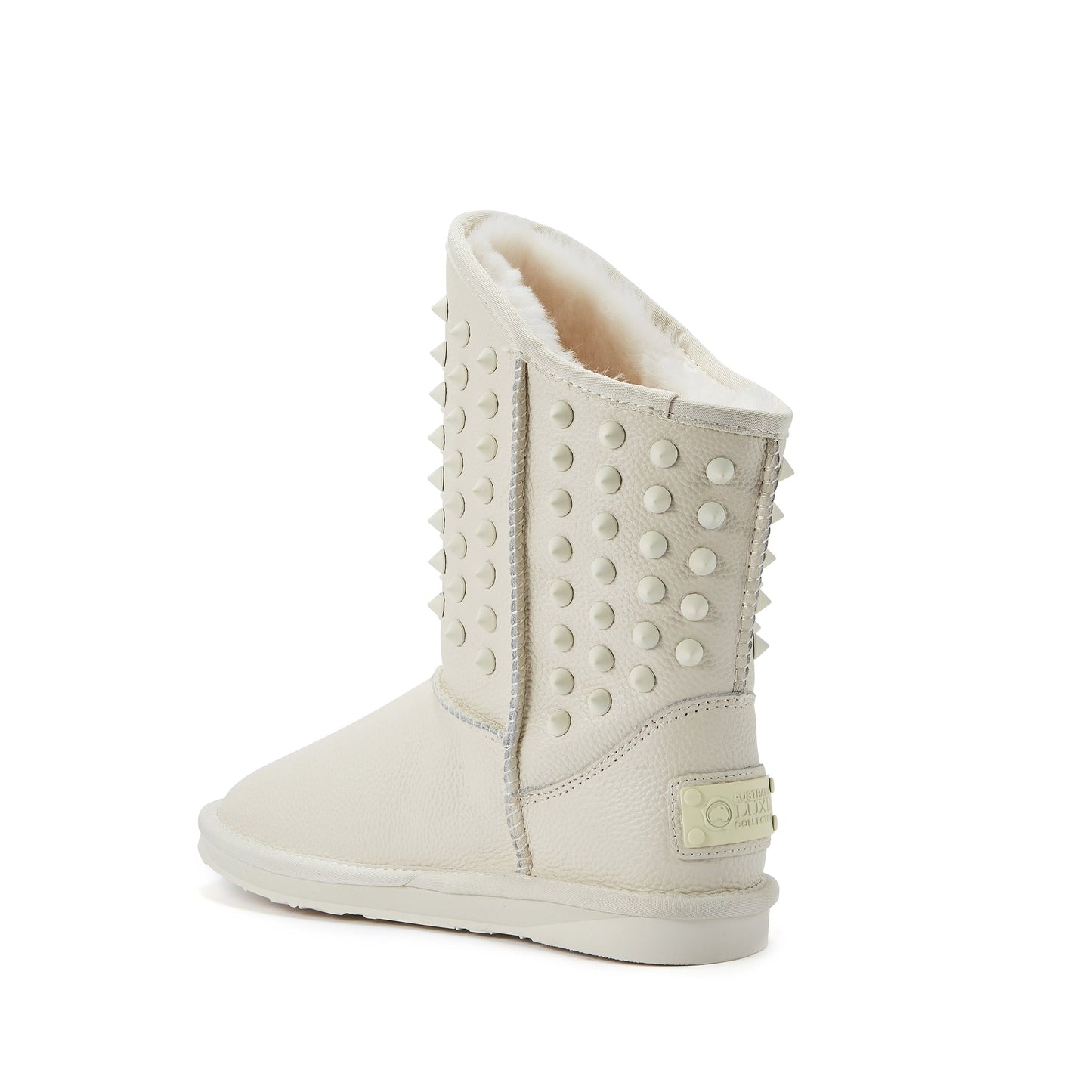 Pistol White Metal Stud Detail Sheepskin Boot Luxe