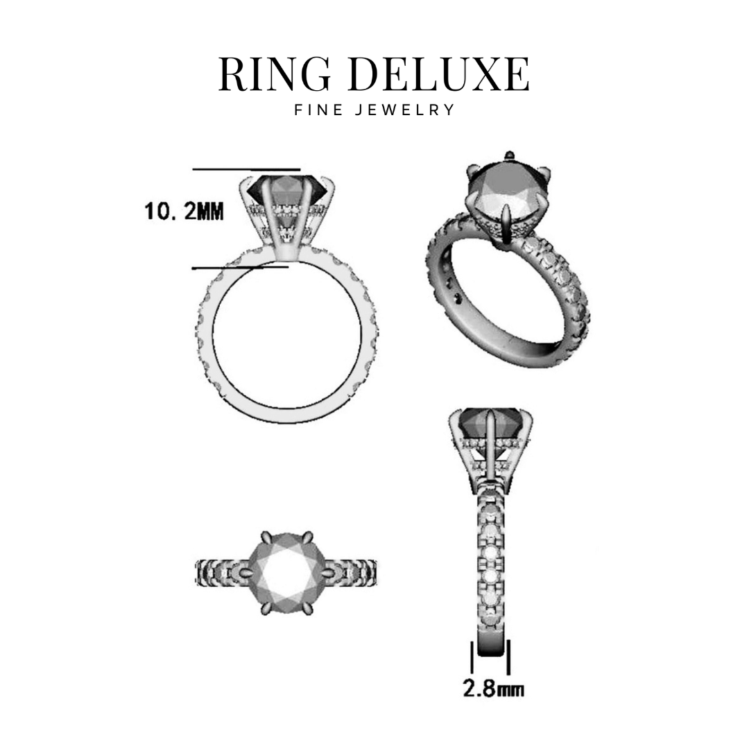 3.5ct Round Cut Moissanite Double Hidden Halo Engagement Ring