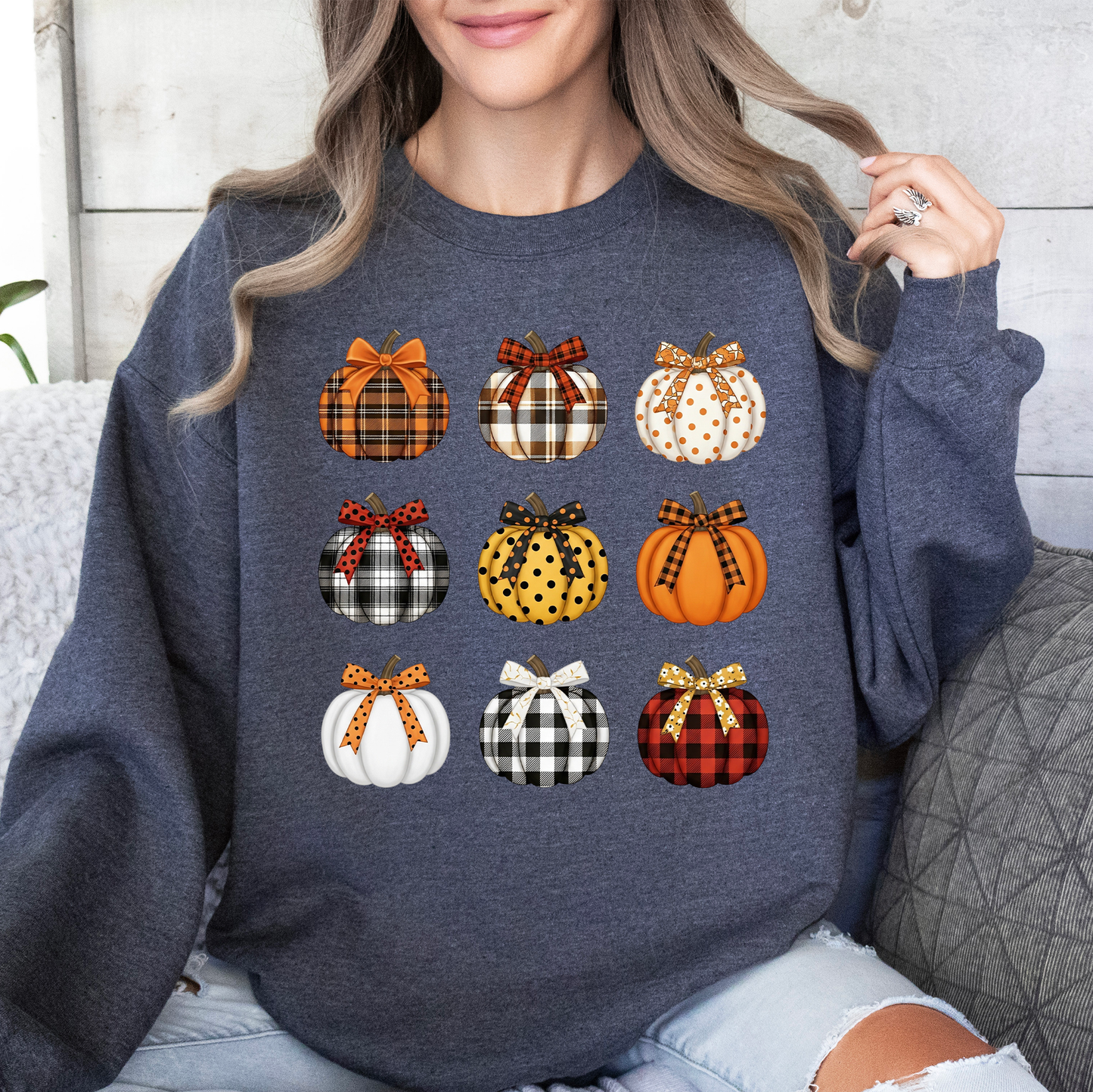 Patterned Pumpkins, Classic, Halloween, Fall, Autumn Sweatshirt