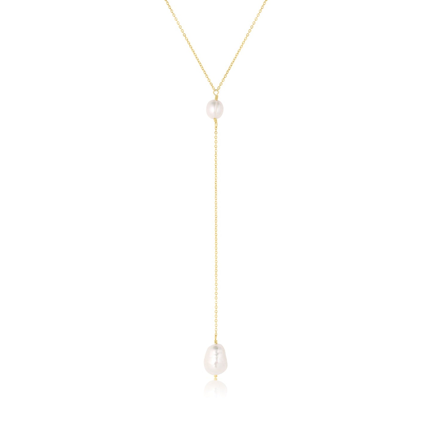 Penny Necklace 14k Gold Filled Lariat Necklace with Freshwater Potato Pearls