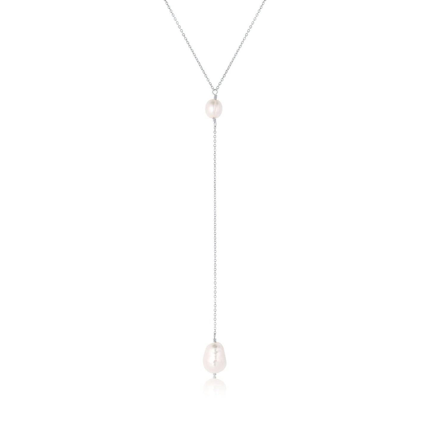 Penny Necklace 14k Gold Filled Lariat Necklace with Freshwater Potato Pearls