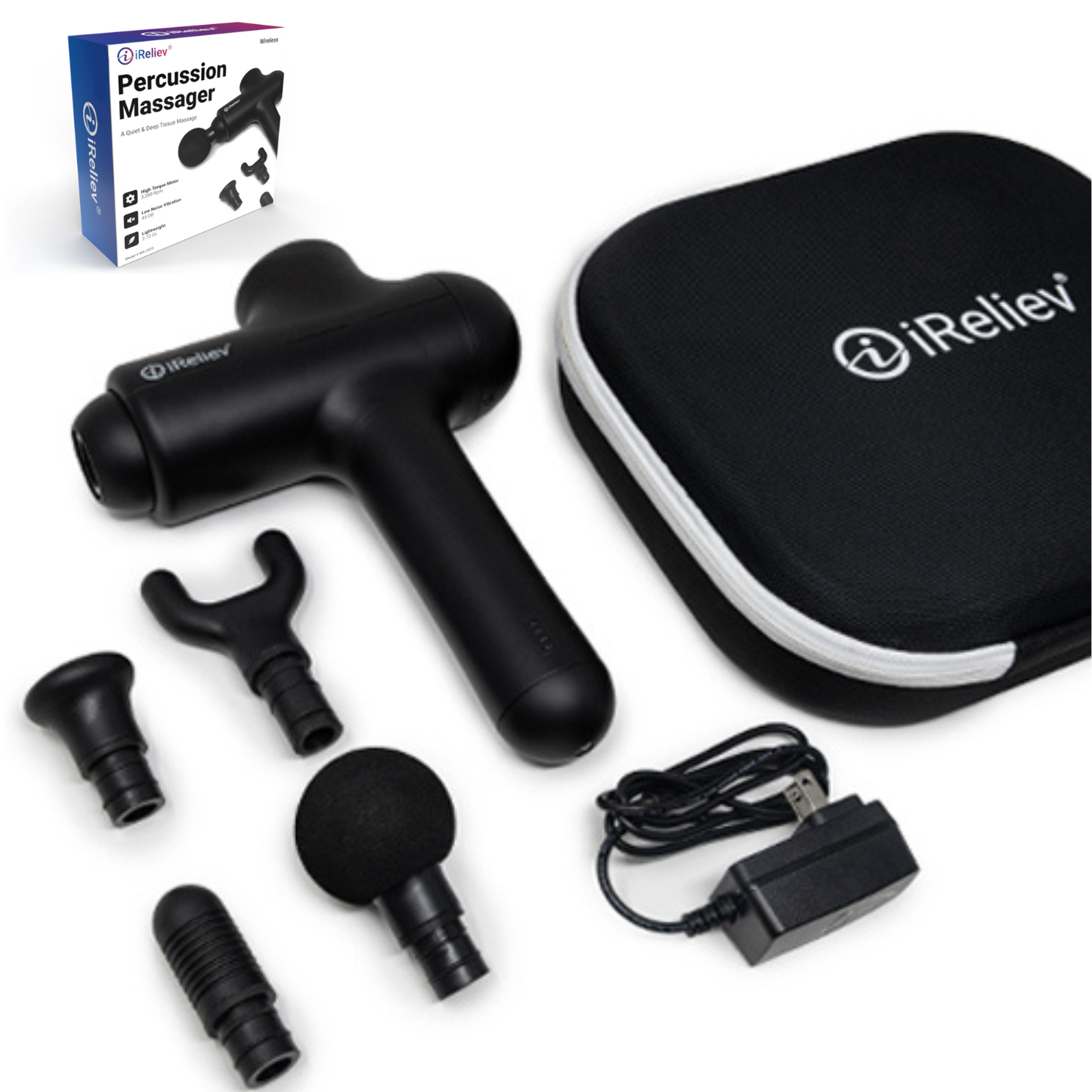 Percussion Massage Gun 3 Intensity Levels Device iReliev