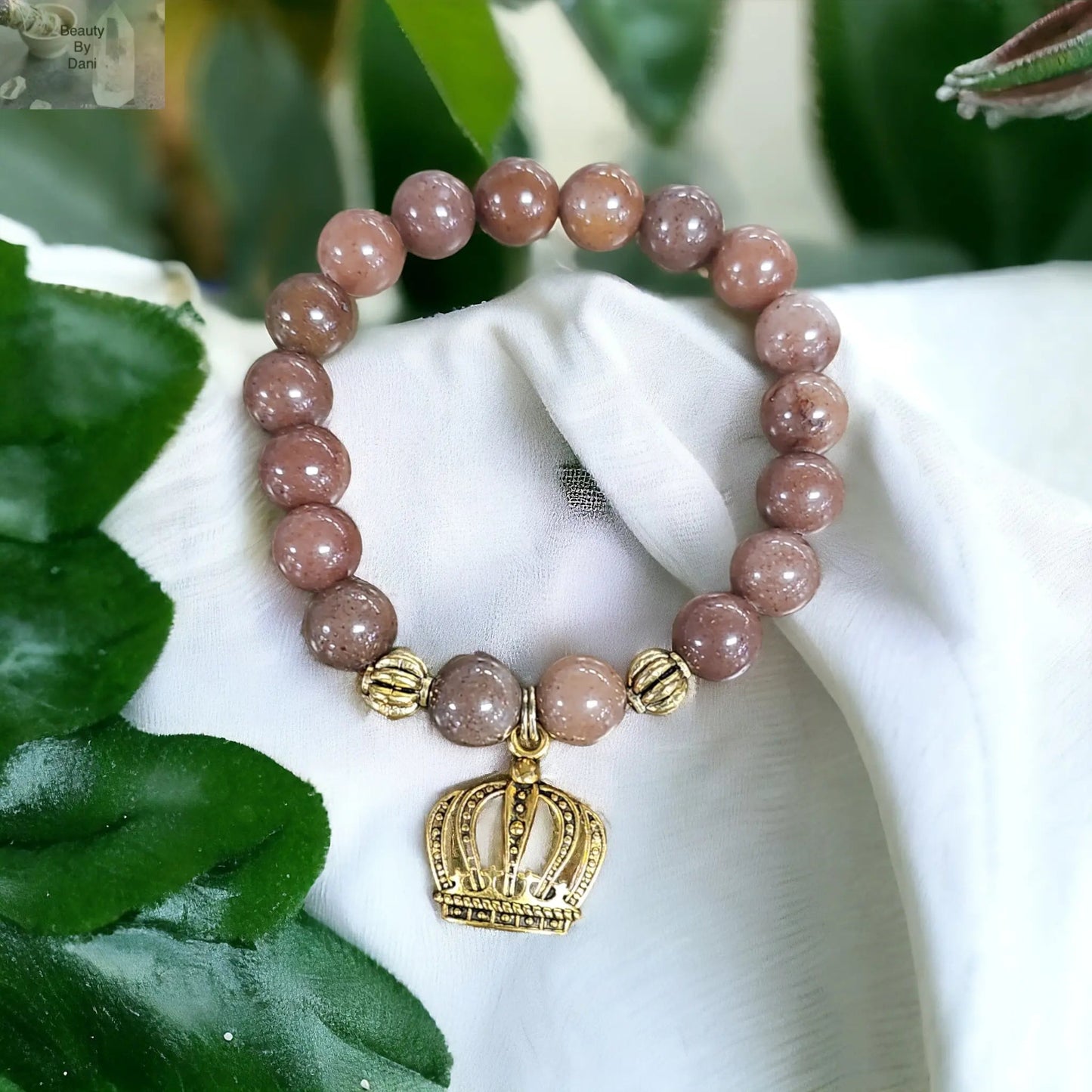 Purple Aventurine 10mm Bracelet with Crown Charm