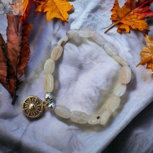 Clear Quartz Adjustable Bracelet with Sun Charm Beauty by Dani