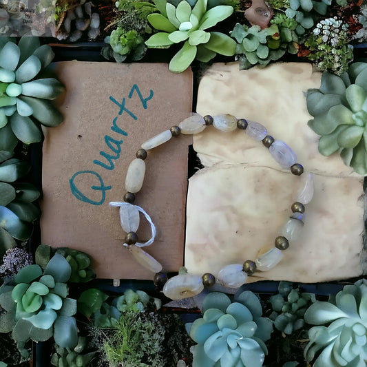 Clear Quartz Healing Bracelet Stainless Steel Accents Bracelet Beauty by Dani