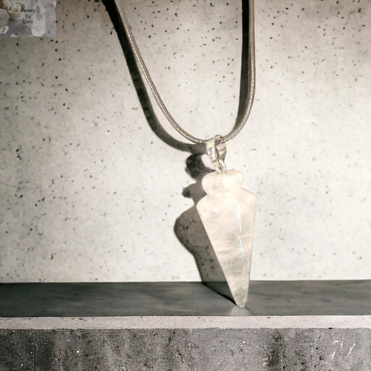 Clear Quartz Healing Necklace Leather Cord Jewelry Beauty by Dani