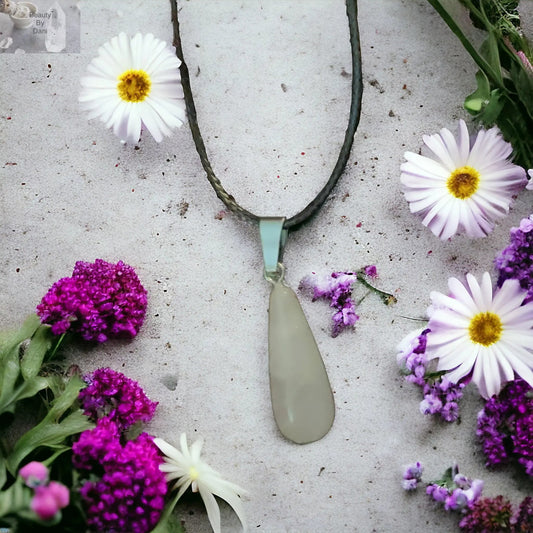 Clear Quartz Necklace Leather Cord Pendant